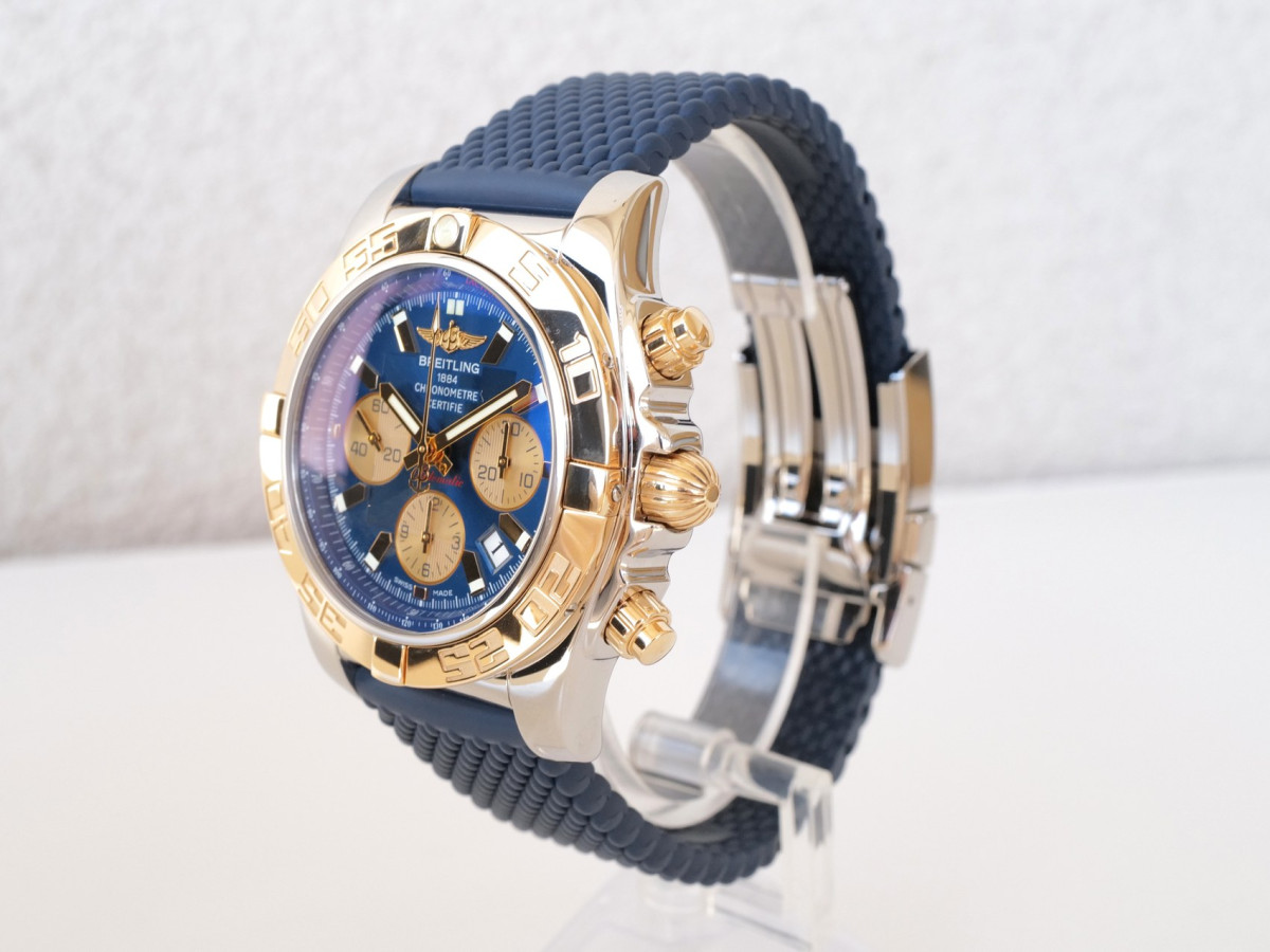 Годинник Breitling Chronomat Steel Gold Blue Dial Rubber Strap 44mm[7]