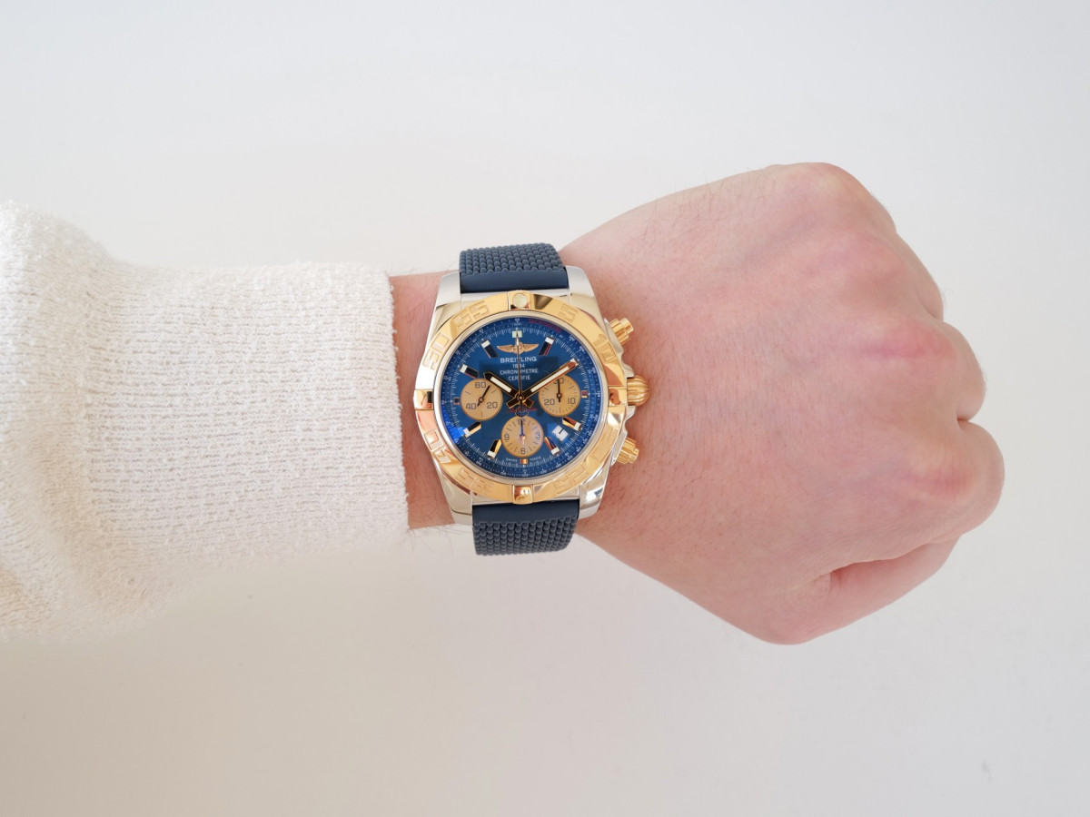 Годинник Breitling Chronomat Steel Gold Blue Dial Rubber Strap 44mm[4]