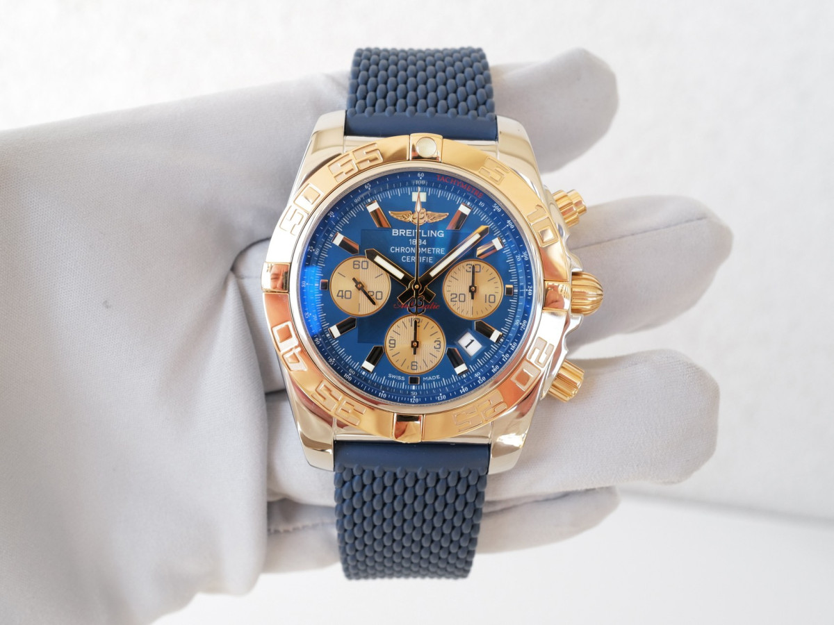Годинник Breitling Chronomat Steel Gold Blue Dial Rubber Strap 44mm[8]