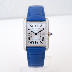 Швейцарские часы Cartier Tank Must Large Steel Diamonds Quartz