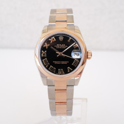 Rolex Datejust 31mm Black Roman Dial Oyster Steel 18K Rose Gold Swiss watch