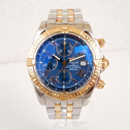 Швейцарський годинник Breitling Chronomat Evolution Gold Steel 44mm Blue Dial