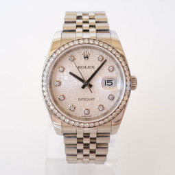 Швейцарський годинник Rolex Datejust 36mm Jubilee Steel Silver Computer Diamond Dial Bezel