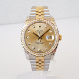 Швейцарський годинник Rolex Datejust 36 mm Jubilee Steel 18K Yellow Gold Champagne Diamond Dial Bezel