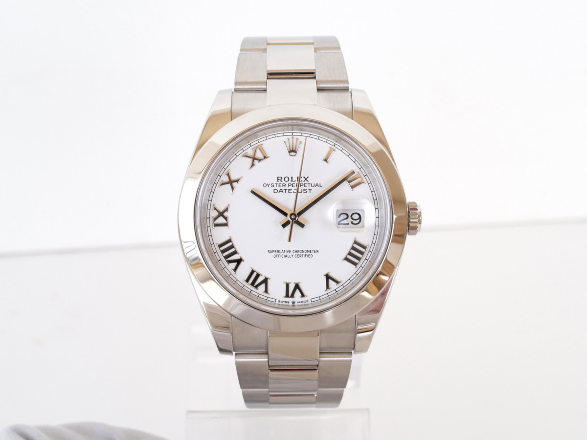 Buy Rolex Datejust 41 White Romans Dial Domed Bezel Oyster Bracelet watch