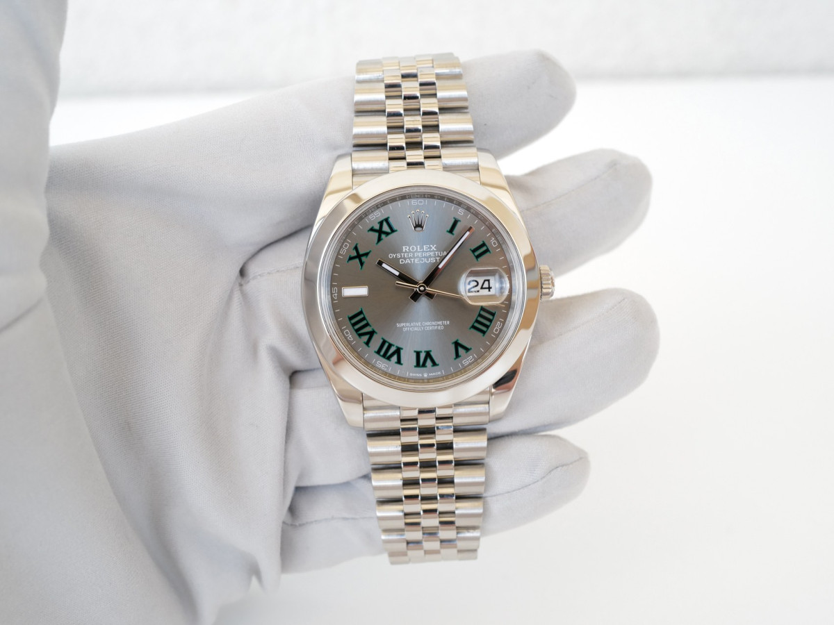 Часы Rolex Datejust 41 Wimbledon Dial Domed Bezel Jubilee Bracelet (2025)[8]