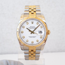 Швейцарський годинник Rolex Datejust 36mm Jubilee Steel 18K Yellow Gold White Diamond Dial
