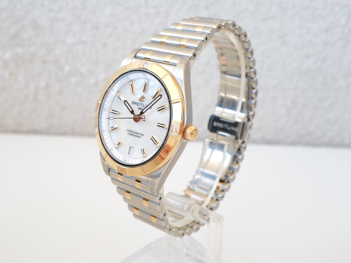 Breitling Chronomat 36 Steel 18K Rose Gold MOP Diamond Dial NEW watch[7]