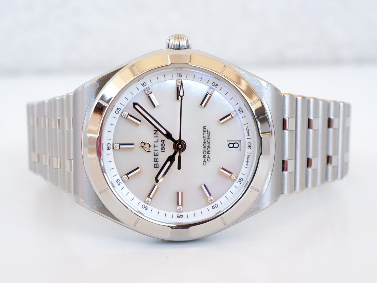 Breitling Chronomat Mother Of Pearl Diamond Dial 36 NEW watch