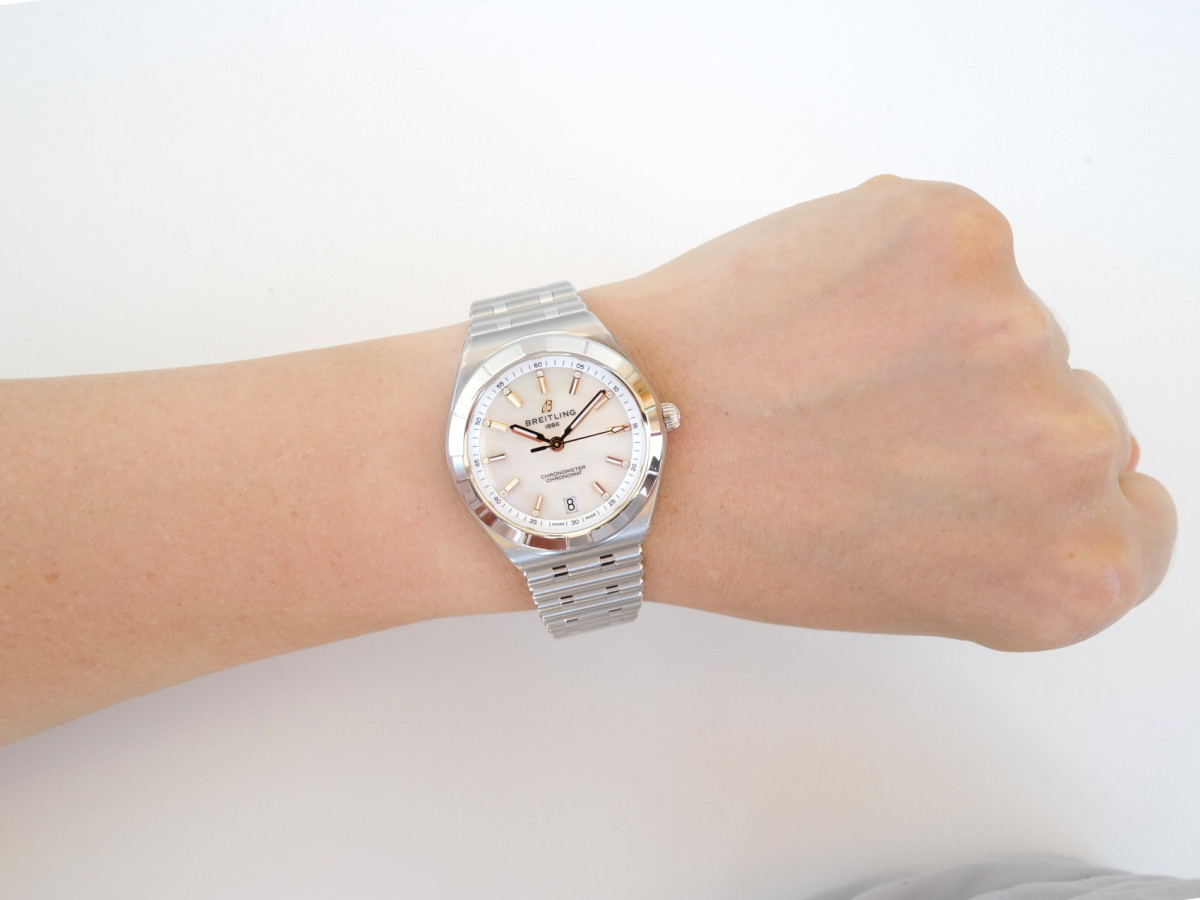 Breitling Chronomat Mother Of Pearl Diamond Dial 36 NEW watch[4]