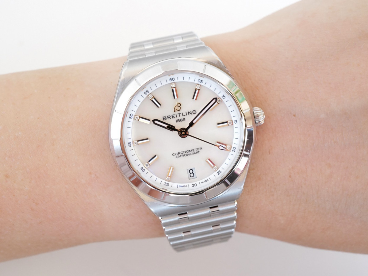 Breitling Chronomat Mother Of Pearl Diamond Dial 36 NEW watch[5]