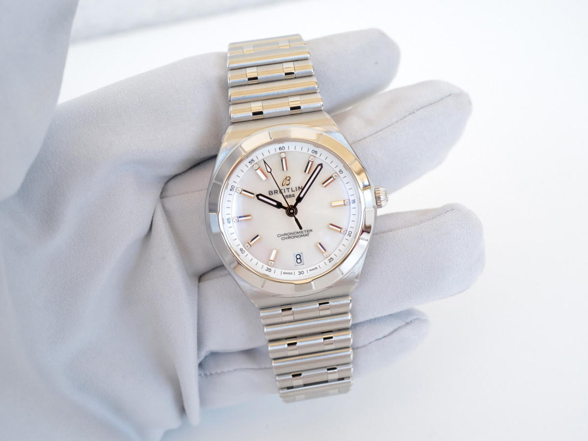 Breitling Chronomat Mother Of Pearl Diamond Dial 36 NEW watch[8]