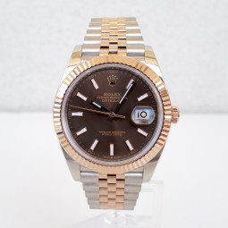 Швейцарские часы Rolex Datejust 41mm Jubilee Steel 18K Rose Gold Chocolate Brown Dial (2024)