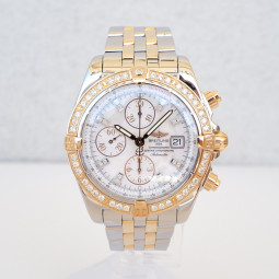 Швейцарський годинник Breitling Chronomat Evolution 18K Rose Gold Steel MOP Diamonds 44mm