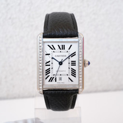 Швейцарские часы Cartier Tank Solo XL White Dial Diamond Bezel Automatic