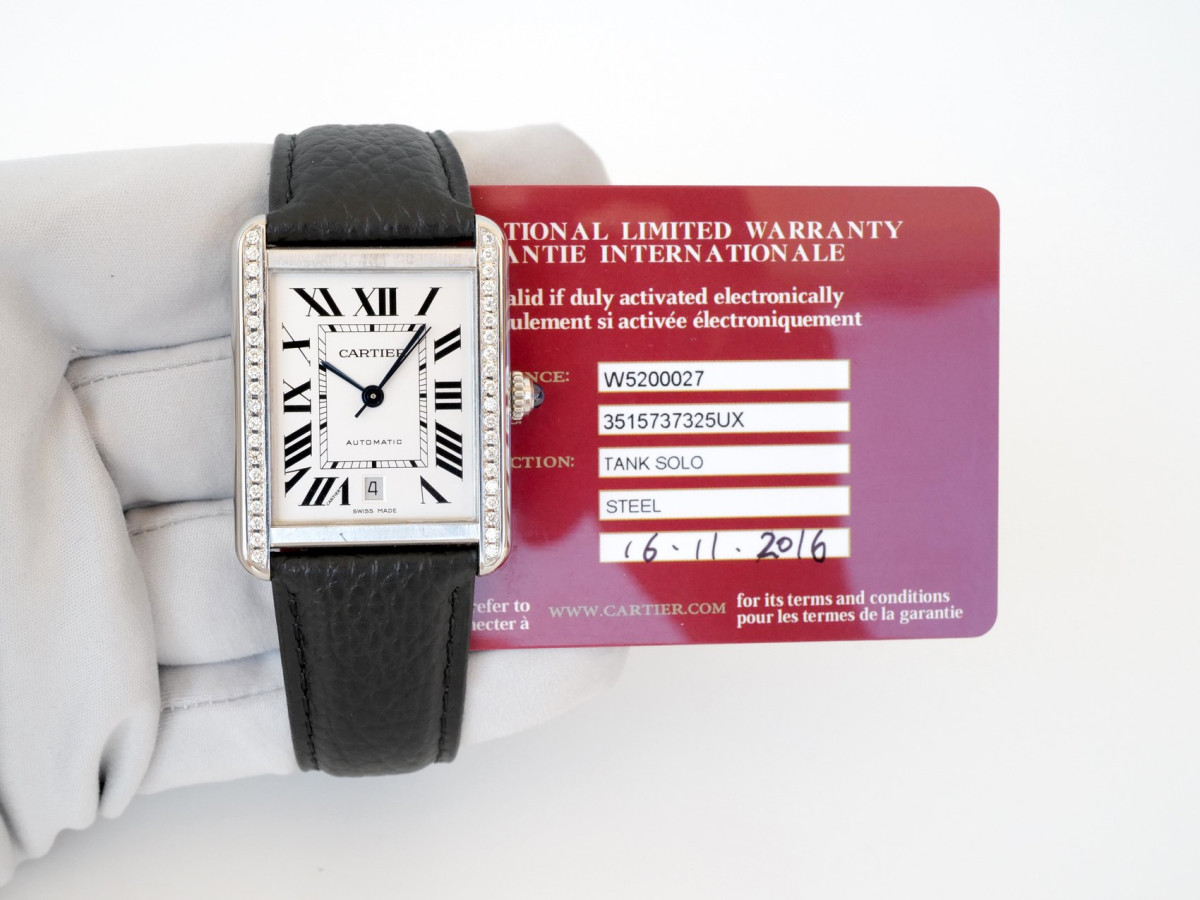 Часы Cartier Tank Solo XL White Dial Diamond Bezel Automatic[9]
