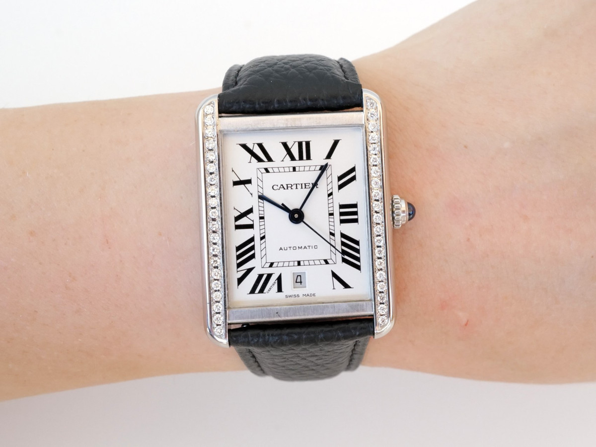 Часы Cartier Tank Solo XL White Dial Diamond Bezel Automatic[5]