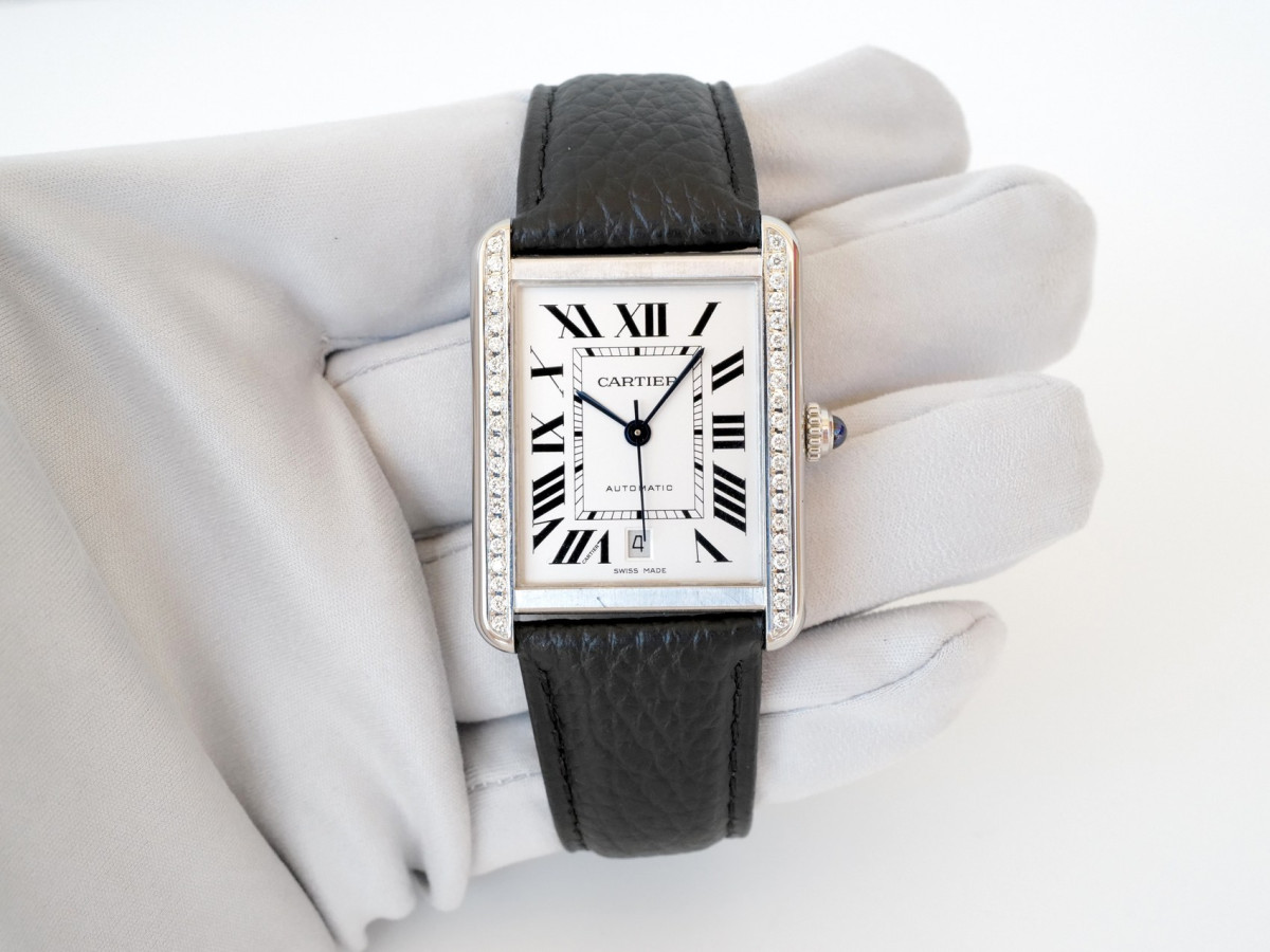 Часы Cartier Tank Solo XL White Dial Diamond Bezel Automatic[8]