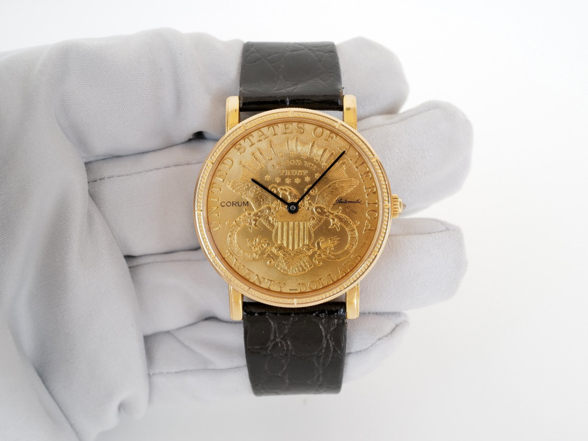 Часы Corum Coin Watch Twenty Dollar Heritage Liberty Double Eagle 22K Yellow Gold 35[8]