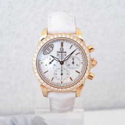 Швейцарские часы Omega De Ville Co-Axial Chronograph MOP Dial Diamonds 18K Rose Gold 35