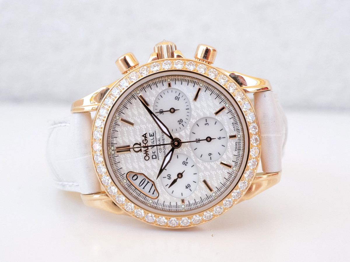 Часы Omega De Ville Co-Axial Chronograph MOP Dial Diamonds 18K Rose Gold 35