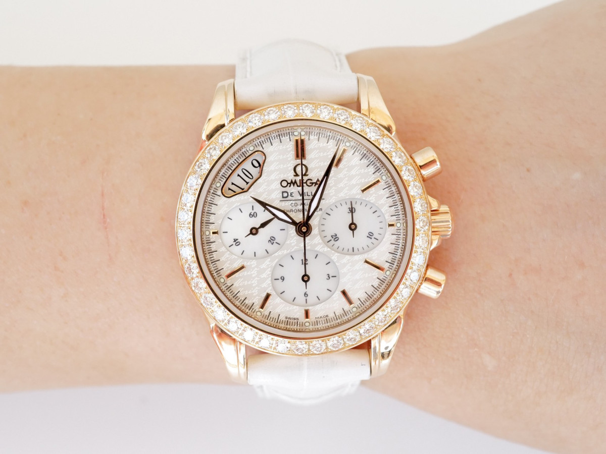 Часы Omega De Ville Co-Axial Chronograph MOP Dial Diamonds 18K Rose Gold 35[5]
