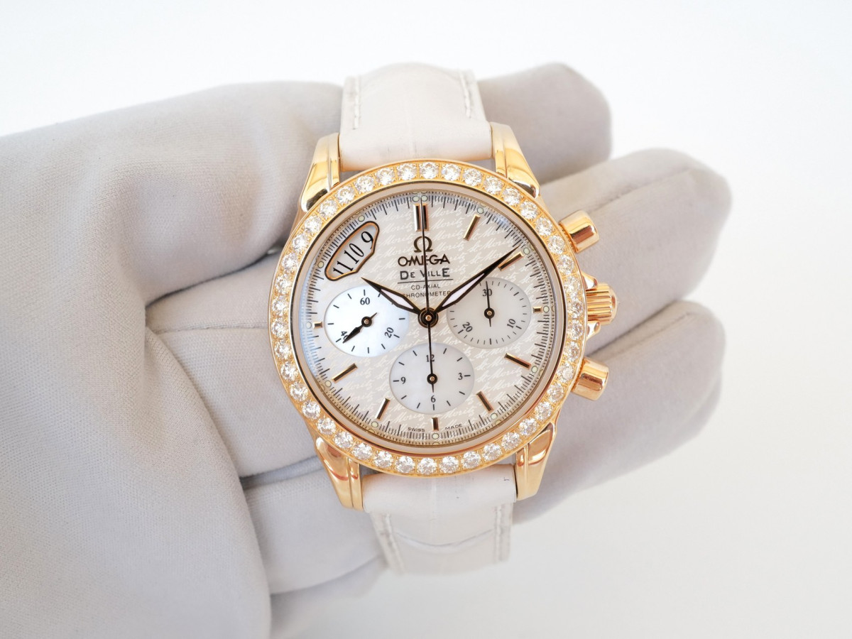 Часы Omega De Ville Co-Axial Chronograph MOP Dial Diamonds 18K Rose Gold 35[8]