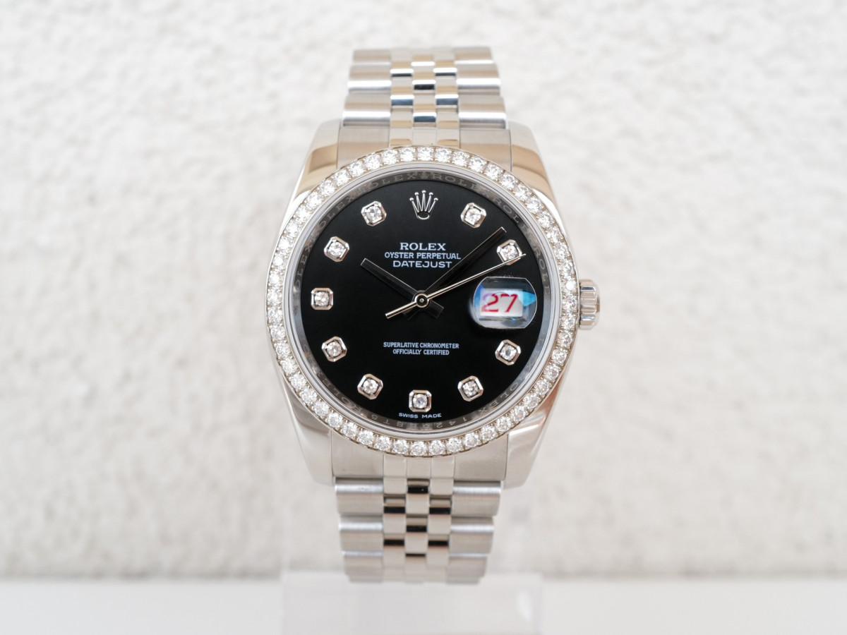 Купить часы Rolex Datejust 36 Jubilee Steel Black Dial Factory Diamond Bezel