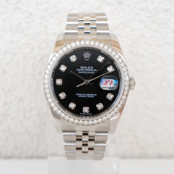Швейцарские часы Rolex Datejust 36 Jubilee Steel Black Dial Factory Diamond Bezel