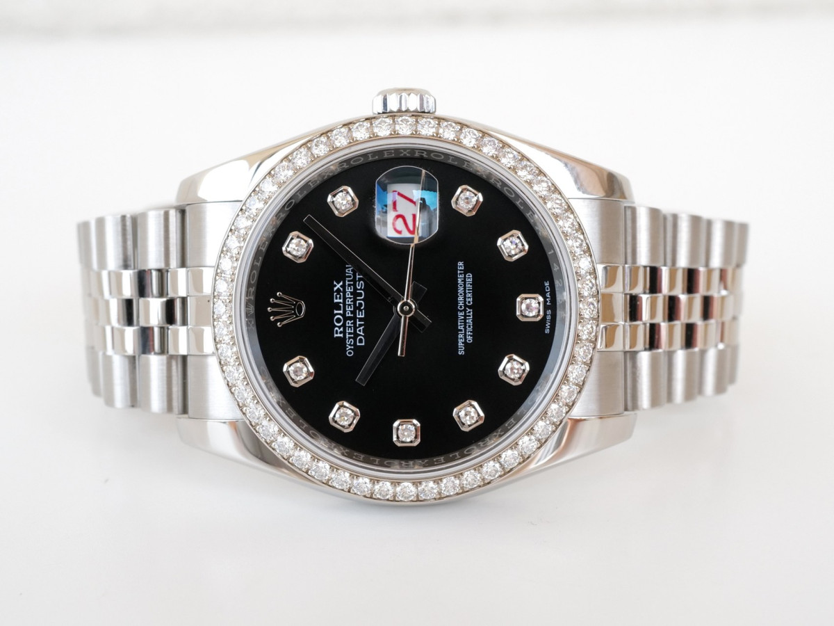 Часы Rolex Datejust 36 Jubilee Steel Black Dial Factory Diamond Bezel