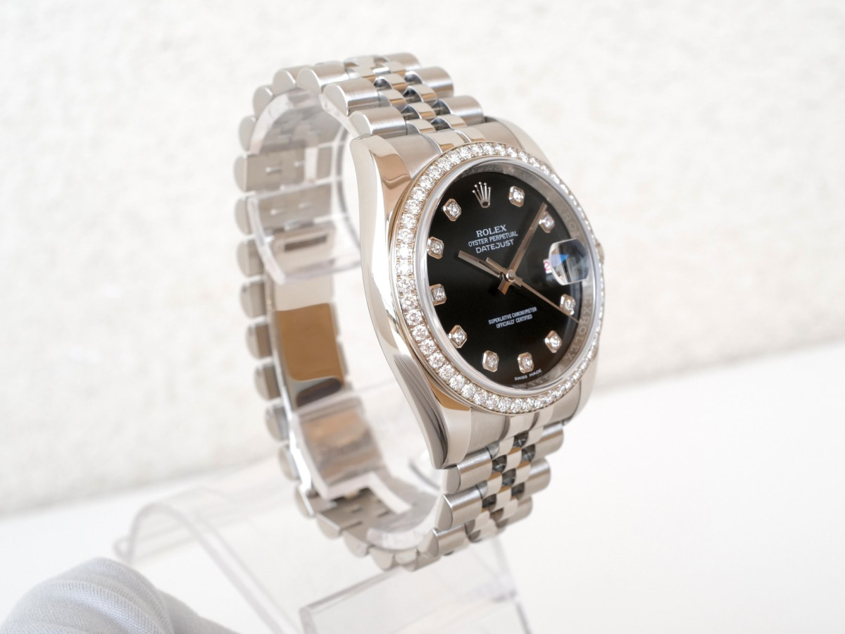 Часы Rolex Datejust 36 Jubilee Steel Black Dial Factory Diamond Bezel[6]
