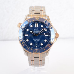 Omega Seamaster Diver 300M Co-Axial Master Chronometer Blue Ceramic Sedna 18K Rose Gold Steel 42 mm Swiss watch