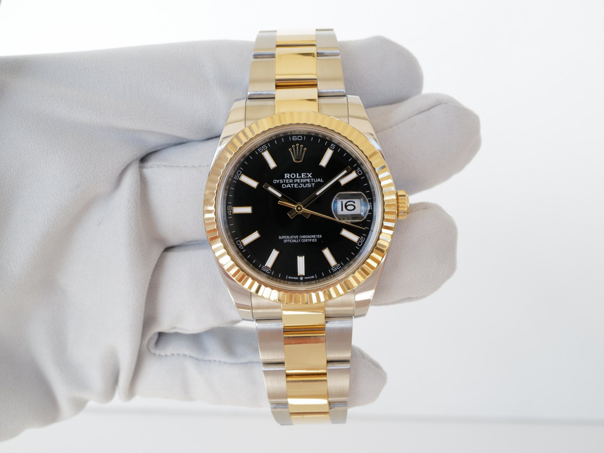Годинник Rolex Datejust 41mm Oyster Steel 18K Yellow Gold Black Dial[8]