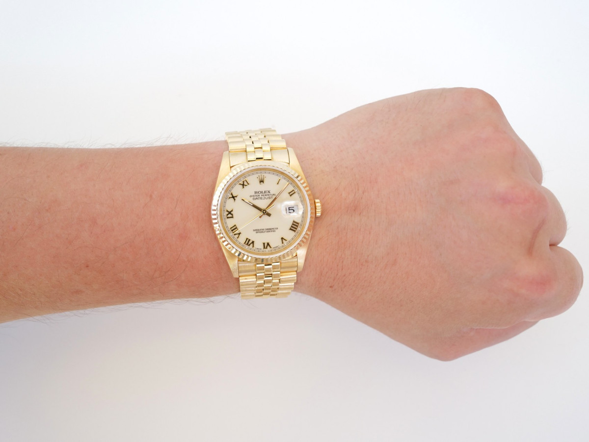 Годинник Rolex Datejust 36 Jubilee 18K Yellow Gold Cream Ivory Roman Dial[4]
