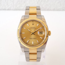Швейцарський годинник Rolex Datejust 36 mm Oyster Steel Gold Champagne Dial 